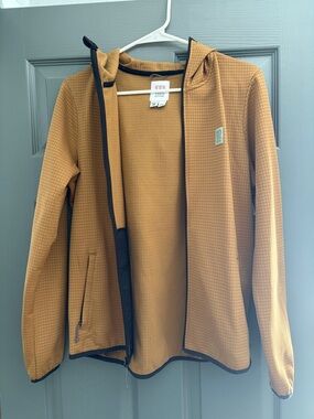 Topo Designs Women Mustard Yellow Global Midlayer Fleece Hoodie Medium